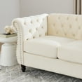 thumbnail image 4 of Newest 58.8" Chesterfield Loveseat for Bay Window & Dressing Room, Tufted Velvet Sofa with Nailhead Trim, Beige, 4 of 6