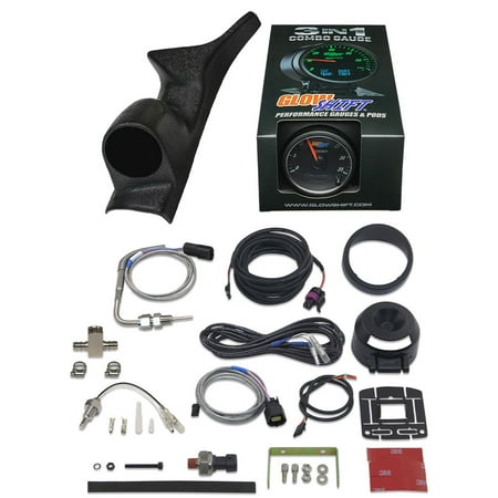 GlowShift 1992-1997 Ford F-Series Single Gauge Package with Black 3in1 Analog Boost Digital EGT & Digital Temperature Gauge