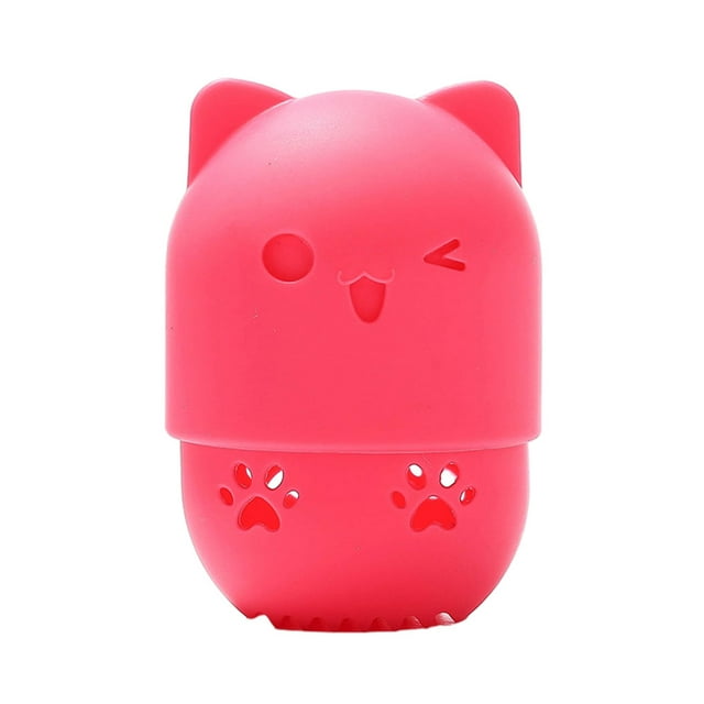 Wweixi Hygienic And Durable Washable And Reusable Storage Box For Cat Makeup Sponges rose red 1Set
