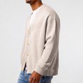 thumbnail image 4 of LNZGNM Men's Waffle Cardigan V Neck Big and Tall Sweater with Button Lightweight Long Sleeve Cardigans Loose Basic Winter Outwear,Beige L, 4 of 5