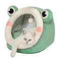 thumbnail image 1 of Cama Jiupety con forma de iglú de terciopelo, diseño de rana verde, para gato y perro, 1 of 6