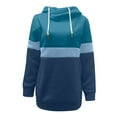 thumbnail image 5 of IROINNID Women's Long Sleeve Sweatshirt Turtleneck Mid-Length Color Block Casual Patchwork Drawstring Tops Sweatshirt, Navy, 5 of 6