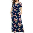 thumbnail image 1 of Maskion Women's Plus Size Casual Dresses Short Sleeve Maxi Dress XL-5XL with Pockets,2XL Navy Blue Flower, 1 of 5