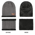 thumbnail image 6 of Men Women Winter Beanie Hat Scarf Set Warm Knit Hat Thick Fleece Lined Winter Cap Neck Warmer,Grey, 6 of 7