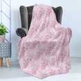 thumbnail image 4 of Cherry Blossom Soft Flannel Fleece Throw Blanket, Overlapping Style Hand Drawn Blossom Flowers Spring Fantasy, Cozy Plush for Indoor and Outdoor Use, 70" x 90", Dried Rose and Pale Pink, by Ambesonne, 4 of 5