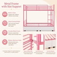 thumbnail image 6 of Miniyam Twin Over Twin Metal Bunk Bed with Storage Drawers, Convertible Bunk Bed with Guardrails, Ladder, Pink, 6 of 7