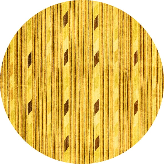 Ahgly Company Indoor Round Oriental Yellow Modern Area Rugs, 3' Round