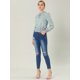 thumbnail image 2 of Blusa Allegra K De Mujer Con Volantes Y Peplum Con Cuello Alto Y Manga Abullonada Azul XL, 2 of 6