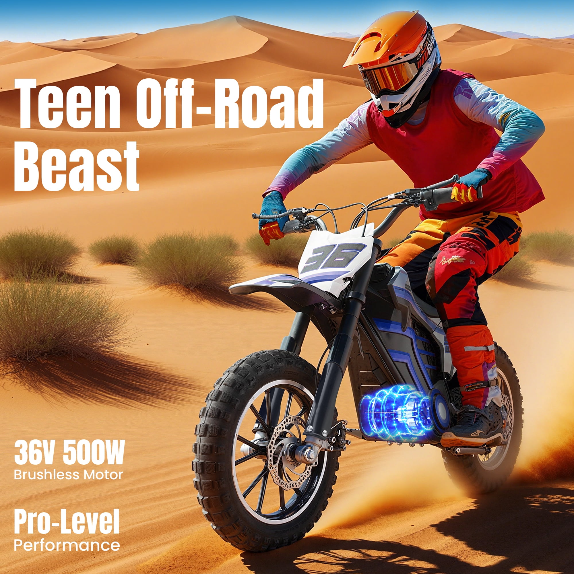 LiltJan Electric Dirt Bike for Teens Ages 12+, 36V 500W High Performance Motorized Off Road Motorcycle with Dual Speed Modes,...