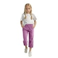 thumbnail image 6 of Capri Pants for Girls Summer Baggy Comfy Cotton Linen Straight Wide Leg Solid Elastic Waist Drawstring Cropped Capris, 6 of 7