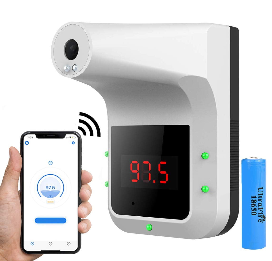 Industrial Automatic Instantaneous Detection Intelligent High Temperature Alarm MAYWU Wall-Mounted Body Thermometer Non-Contact Infrared Thermometer for Company Factory 