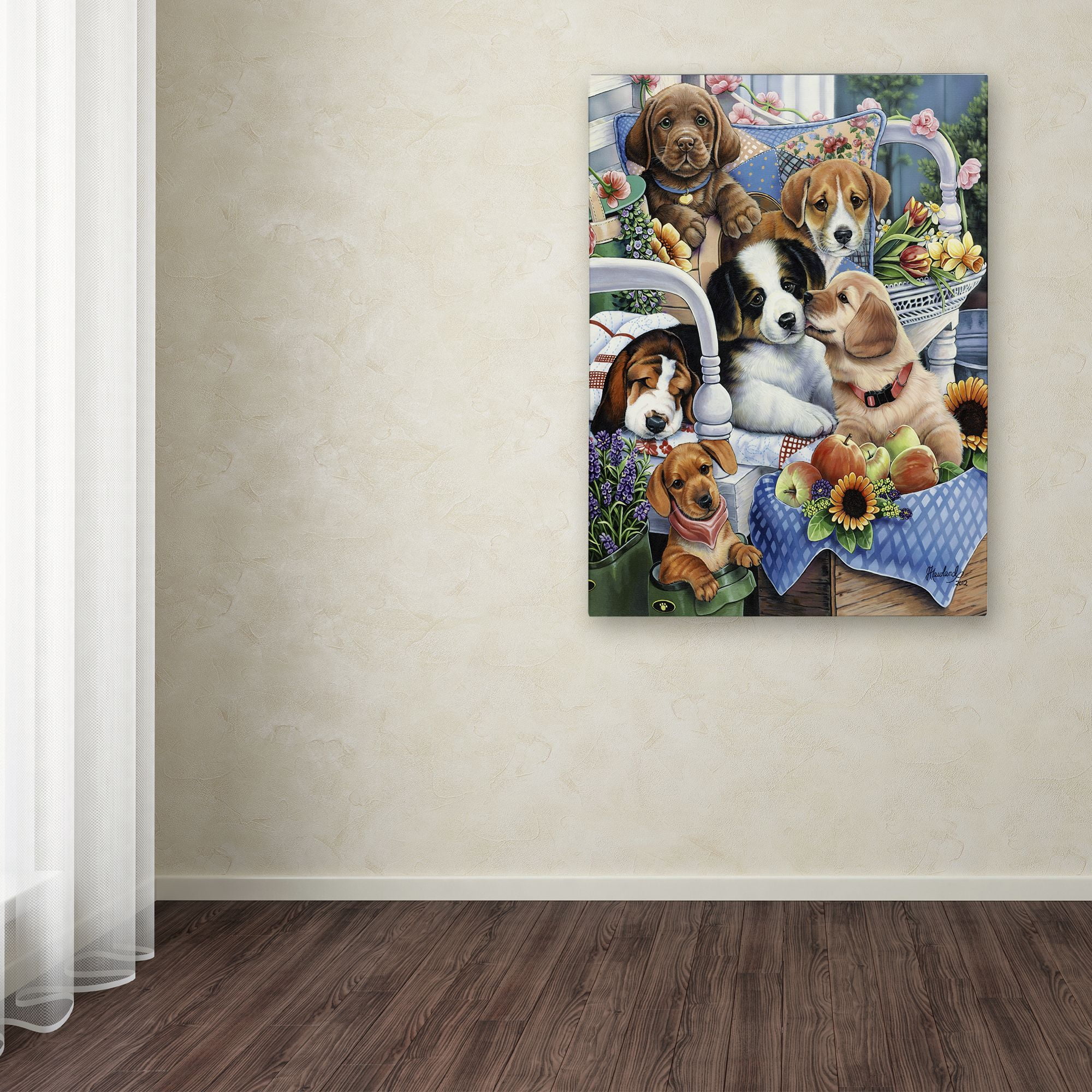 Trademark Fine Art 'Country Pups' Canvas Art by Jenny Newland