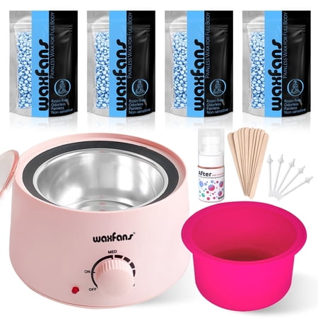 Waxfans Waxing Kit , Easy to Use Wax Warmer Kit for Hair Removal,Hard Wax Beads for Brazilian,for Sensitive Skin, Target Different Type of Hair
