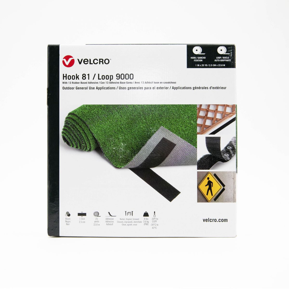 2pc Velcro Tape Rolls Set 1” x 25 Yard Self Adhesive Hook Outdoor