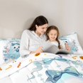 thumbnail image 4 of Manfei Cartoon Halloween Ghost King Size Comforter Sets 3pcs, Cute Bow Flower Pumpkin Comforters King Size, Blue White,Reversible,1 Comforter and 2 Pillowcases, 4 of 6