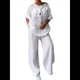 thumbnail image 3 of Conjunto de 2 Piezas de y Algodón para Mujer, con Cuello en V, Camisa de Larga Abotonada y Pantalón con Bolsillos M, 3 of 7