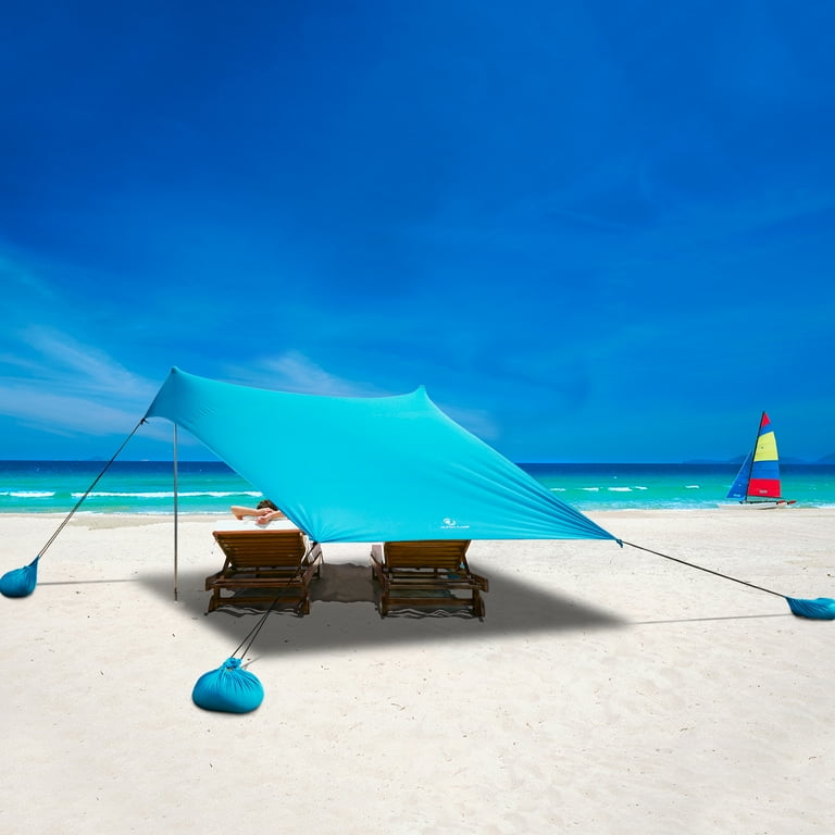 Alpha Joy Sunshade Beach Tent Sun Shelter UPF 50 Portable Canopy Tent 7.6 x7.2 for 3 4 Person Blue