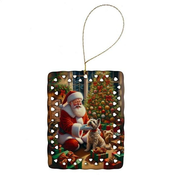 Carolines Treasures DAC4087CO2 3.4 x 2.6 in. Cairn Terrier & Santa Claus Porcelain Ornament