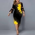 thumbnail image 2 of Digital floral mesh stitching plus size women's dressWhite Size XXL, 2 of 4