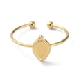 thumbnail image 2 of 10 pc 304 Stainless Steel Open Cuff Ring Components Bezel Cup Ring Settings Teardop Real 14K golden Plated Inner Diameter: 18mm Tray: 6.5x4.5mm, 2 of 3