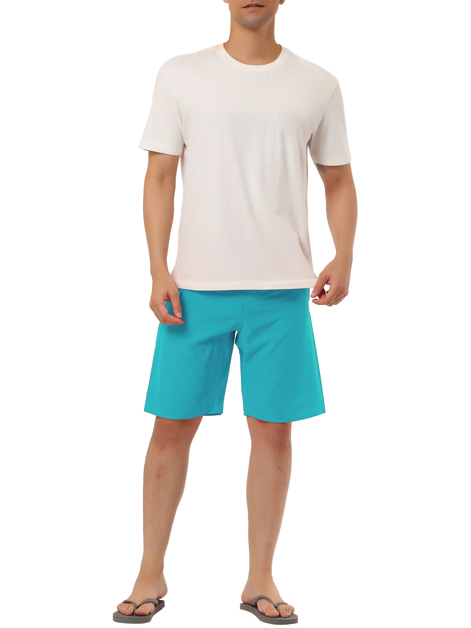 INSPIRE CHIC Men's Shorts Drawstring Swim Shorts Elastic Waist Board Shorts