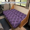 thumbnail image 4 of Binienty Purple Damask Print 2 Piece RV Jackknife Sofa Slipcover Stretchy Washable Non-Slip Elastic Bottom Stain Resistant Universal Fit Protector for Camper Trailer Interior, 4 of 7