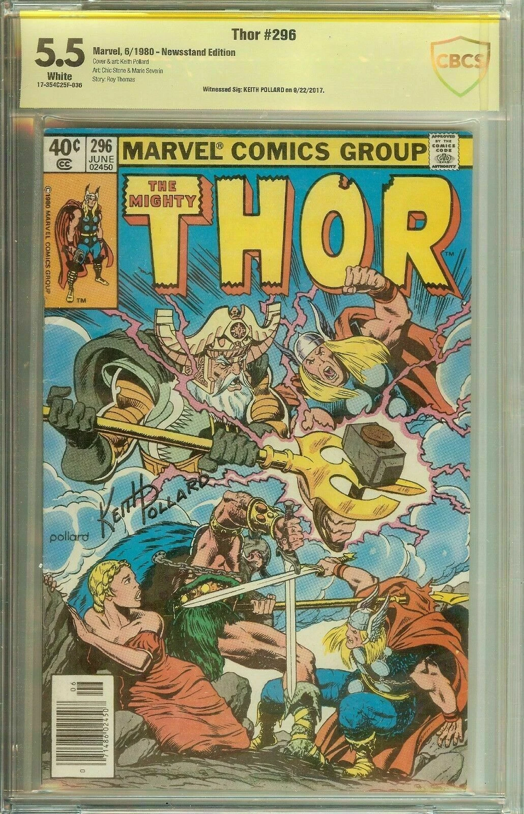 The Mighty Thor #295 Signed Artist Keith Pollard CBCS 5.5