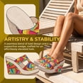 thumbnail image 2 of BLISSFUL STEP Women's Colorful Printed Hollow-out Platform Peep-Toe Slip Sandals Rainbow 5, 2 of 5