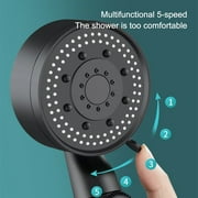 Teissuly Clearance High Pressure Shower Head, Filter Filtration Turbo Vortex Water Saving 5 Mode Function Spray Turbocharged Hydro Jet Handheld Showerheads for Dry Skin & Hair (Black)