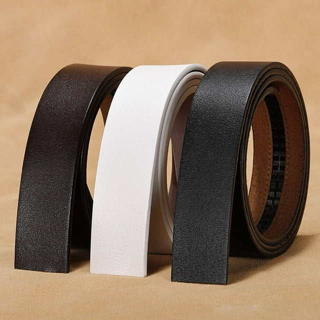 HLONK Men Genuine Leather Belt No Automatic Buckle Two-Layer Cowhide Retro Style Buckleless Design Waistband