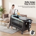 thumbnail image 6 of EVMORE Foldable Baby Bedside Bassinet, 5-in-1 Baby Bed Playard with Changing Table, Storage Shelf, Music for Newborn Toddlers, 0-36 Months, 6 of 10