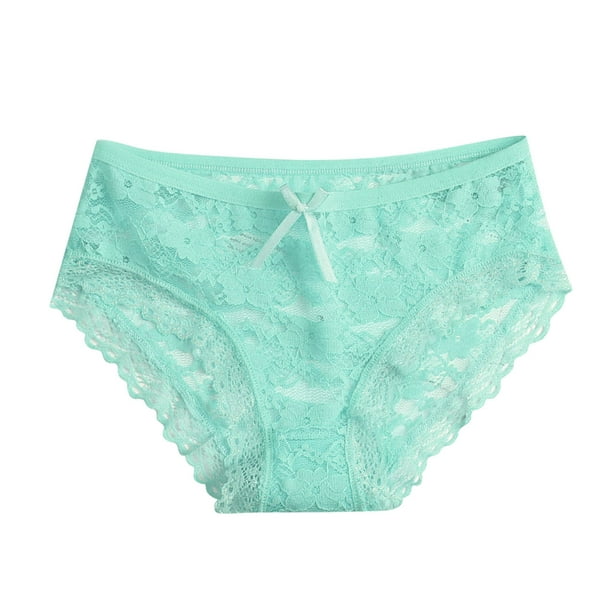nsendm Female Underpants Adult Women Boxers Underwear Women Lace Sexy  Panties Hollow Mesh Trousers Bow Low Waist Panties Underwear Pack(Green,  One
