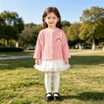 thumbnail image 4 of Gubotare Cardigan Girls Uniform Girls Cardigan Youth Cute Open Front Sweater Fall Fashion Back to School Clothes Casual Long Sleeve Outwear 5T 6T (Pink,5-6 Years), 4 of 8