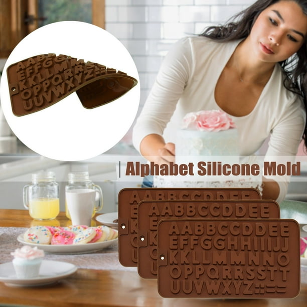 Xihbxyly Molde para Pastel de Chocolate con 52 Letras En Inglés, Apto para Uso Alimentario, Apto para Microondas y Lavavajillas, Ideal para Decorar Pasteles, Herramienta Versátil para Hornear, Tamaño