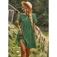 thumbnail image 4 of YNIQUE Women's Summer Short Dress Square Neck Short Sleeve Tiered Ruffle Boho Swing Dresses, 4 of 6