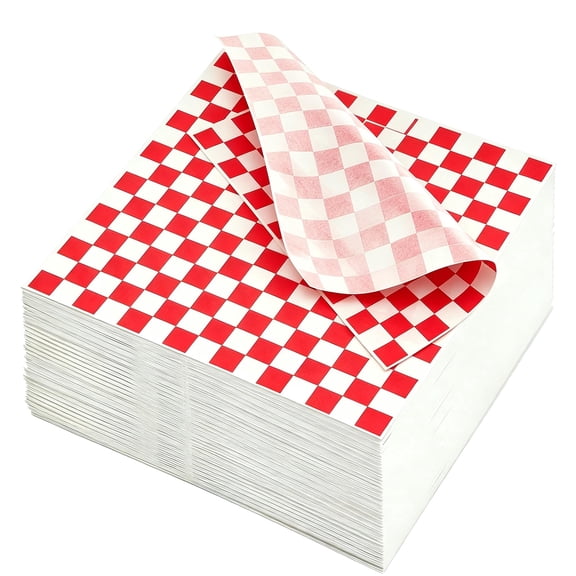 500 Sheets Red and White Checkered Deli Paper, 12 x 12 Inch Grease Resistant Food Basket Liners, Classic Wrapping Paper for Sandwiches, Hamburgers, Hot Dogs, Fast Food