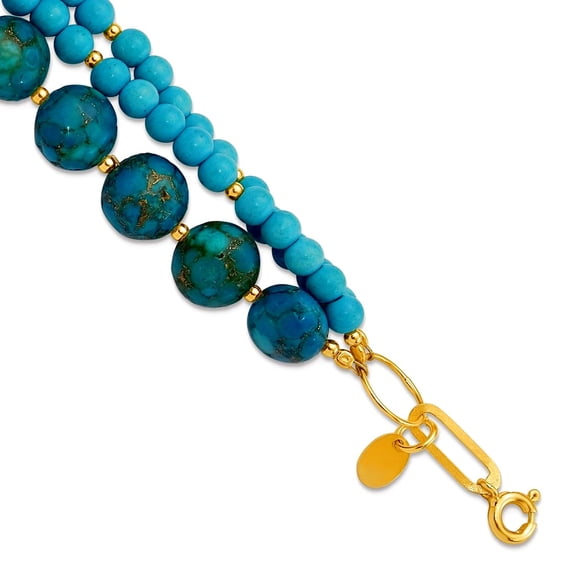 925 Sterling Silver Gold Plated Recon Zircon and Simulated Turquoise Bracelet 8 Inch Link Bracelet for Women