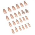 thumbnail image 5 of Glitter Pink Nude French Coffin Uñas postizas Degradado Prensa natural en uñas postizas, 5 of 5