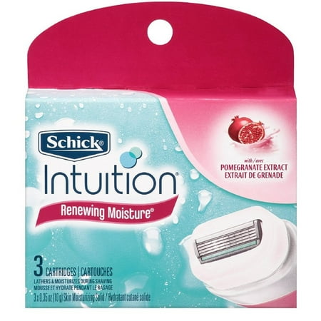 Schick Intuition Renewing Moisture Pomegranate Extract Refill Razor Blade Cartridges, 3 Count