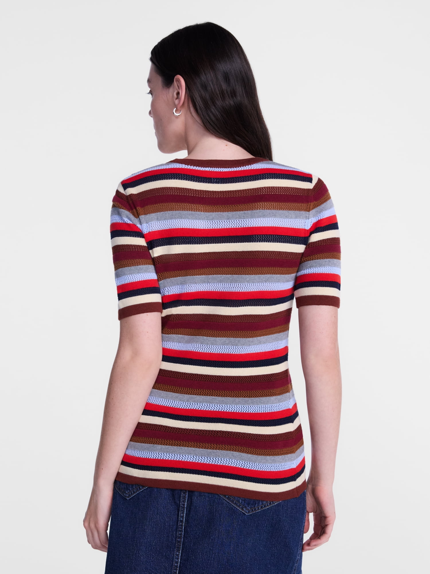 Scenario Women's Stripe Sweater with Short Sleeves, Sizes XS-XXXL