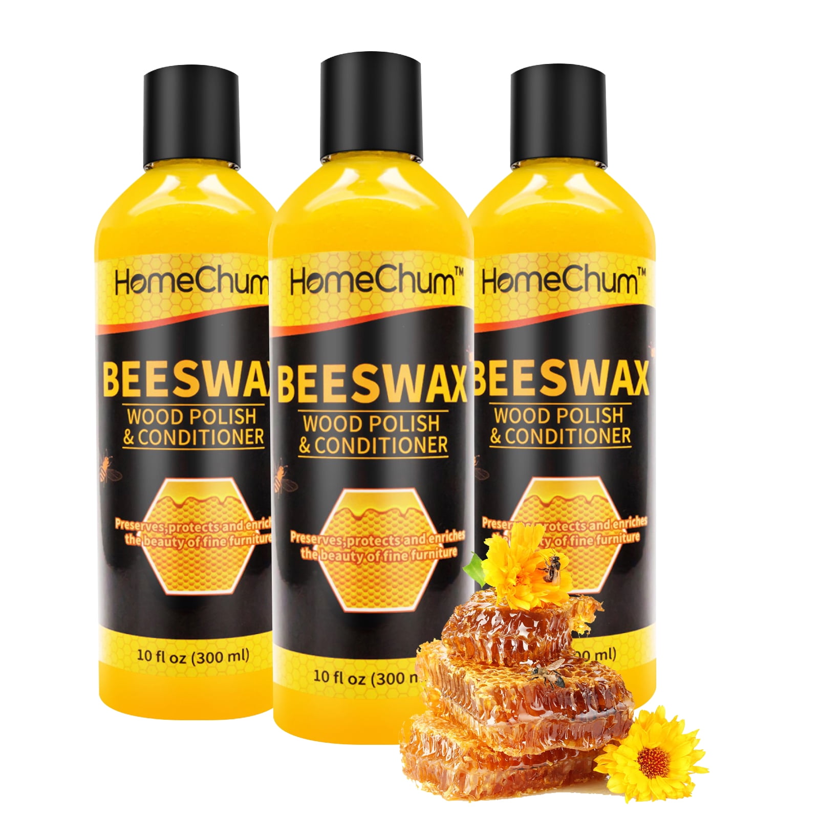 HomChum 3 Pack Wood Seasoning Beewax, Multipurpose Natural Beeswax Wood