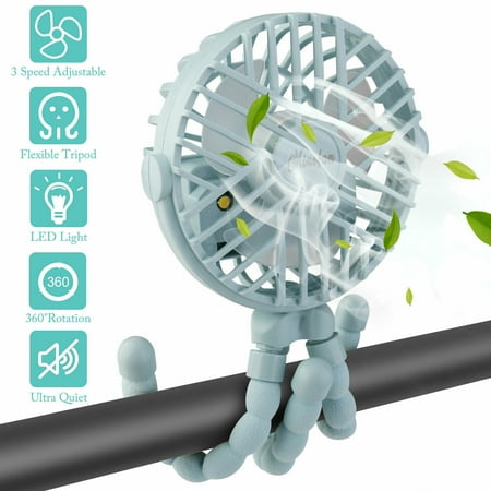 

Seyurigaoka 360Rotating Clip-On Desk Fan Portable Octopus Feet Fan with Adjustable 3 Speeds USB Fan with Flexible Tripod Personal Little Mini Fan