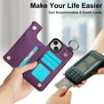 thumbnail image 6 of Wallet Case for iPhone 14 Plus with Shoulder Strap & RFID Blocking Card Slots Holder Kickstand & Finger Ring, Magnetic Flip Folio Zipper Purse Case, PU Leather Cover Handbag, Darkpurple, 6 of 8