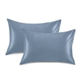 thumbnail image 2 of Dailycode Satin Pillow Case Standard Silk Pillow Cover for Hair and Skin Envelope Closure Blue 20"x26", 2 of 9