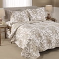 thumbnail image 2 of Laura Ashley  Bedford Mocha Cotton 3-piece Quilt Set, 2 of 2