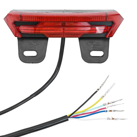 Electric Bicycle Tail Light with Turn Signal and Brake Light, 6-Wire LED Rear Light for E-Bike Scooter, 36V-60V Waterproof Safety Running Lamp