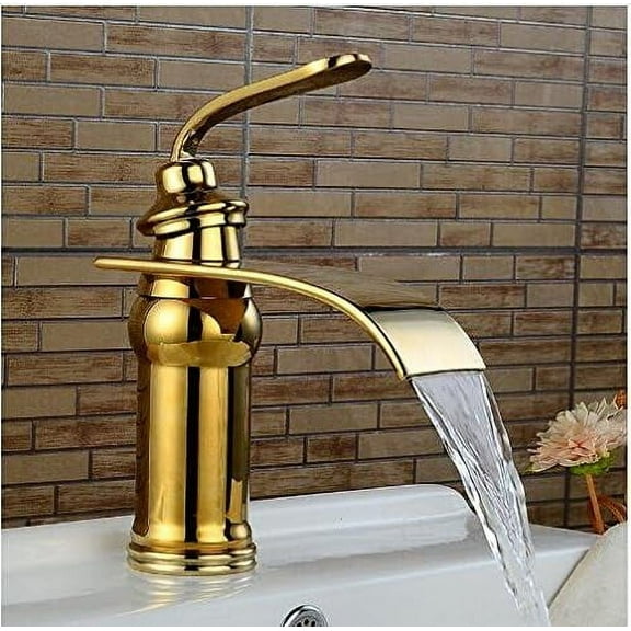 Luxury Style Bathroom Basin Sink Faucet Solid Brass Oil-Rubbed Bronze with Rose Golden Waterfall Tap Torneira Banheiro