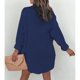 thumbnail image 3 of Blusa de manga larga de gran tamaño con cuello vuelto y un solo pecho con bolsillo frontal para mujer, blusa informal de gran tamaño para verano, 3 of 7