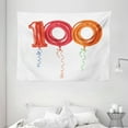thumbnail image 1 of 100th Birthday Decorations Tapestry, Party for Hundred Years Flying Balloons Art Print, Wall Hanging for Bedroom Living Room Dorm Decor, 80W X 60L Inches, Red Orange and Hot Pink, by Ambesonne, 1 of 2
