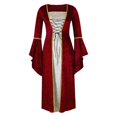 thumbnail image 1 of Womens Halloween Costumes 2024 Cosplay Gothic Dresses Gold Velvet Bell Sleeves Retro European Long Floor-length Skirt For Women, 1 of 4